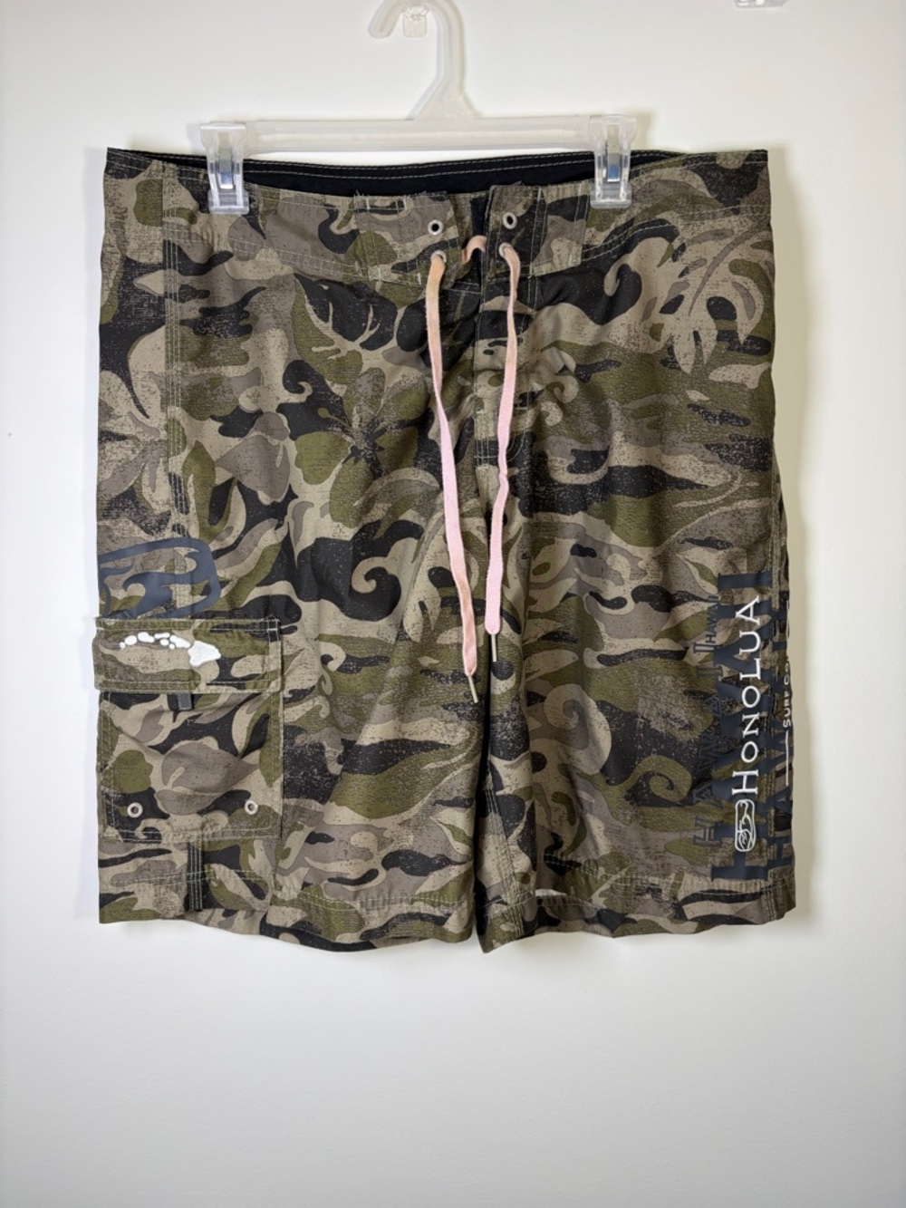 Men's Honolua Surf Co. Camo Board Shorts - Olive Green - 36 - 10” Inseam